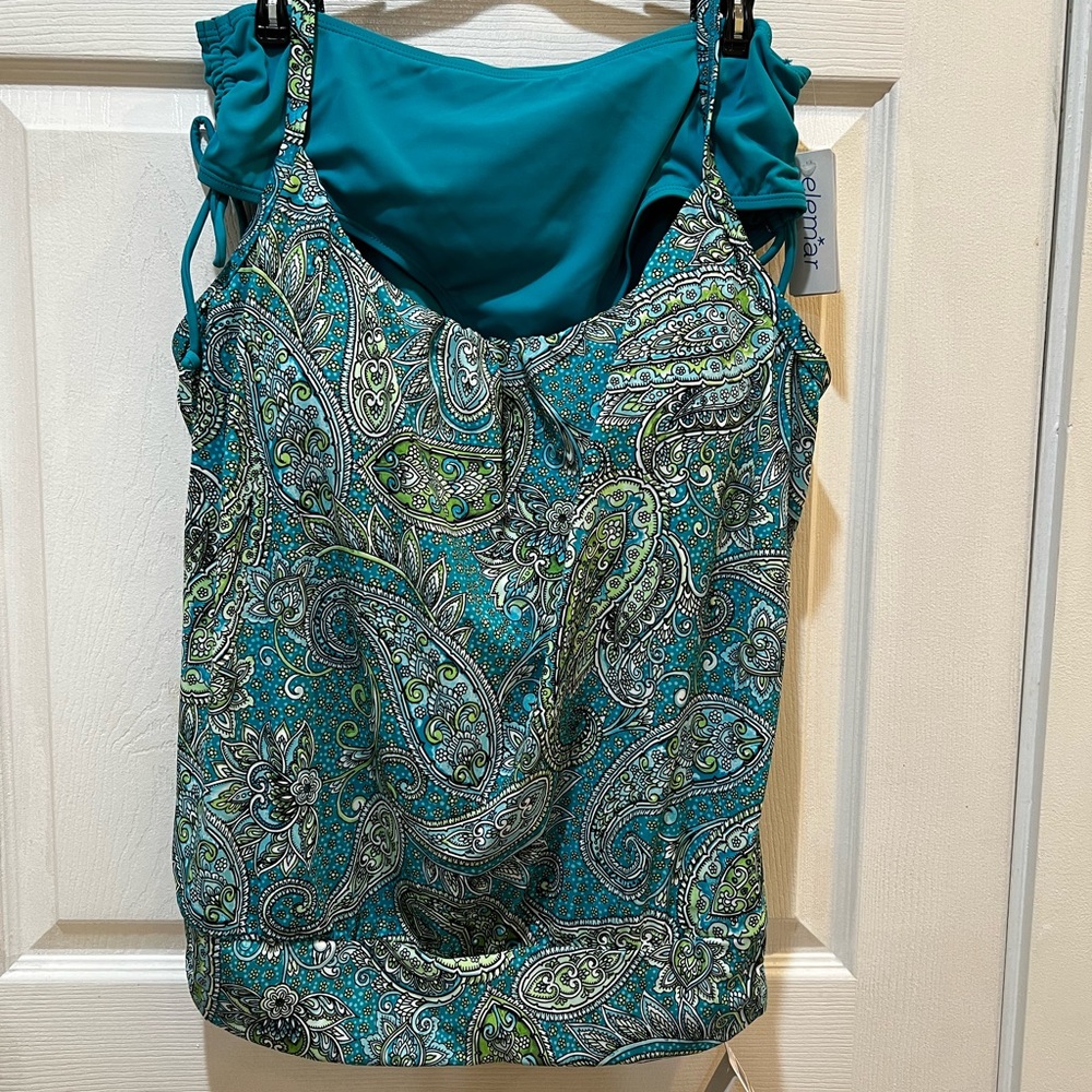 Turquoise Paisley Tankini 2 piece Swimsuit